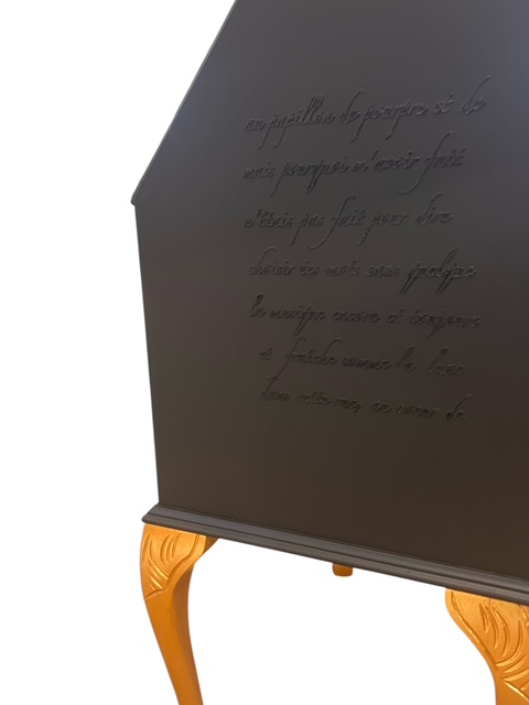 Vintage Writing Bureau Gold Leaf & Decoupaged Chandeliers - Image 6