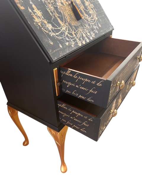 Vintage Writing Bureau Gold Leaf & Decoupaged Chandeliers - Image 7