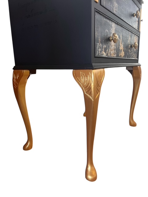 Vintage Writing Bureau Gold Leaf & Decoupaged Chandeliers - Image 5