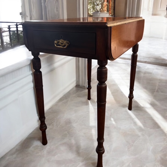 Antique Pembroke Drop Leaf Table With Drawer (Undressed) - Image 2