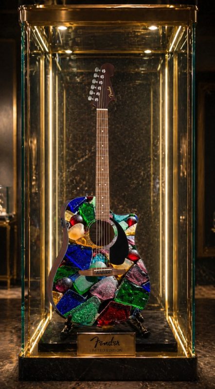 Coloured Glass Fender Electro Acoustic Guitar - Image 2