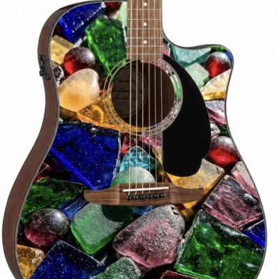 Coloured Glass Fender Electro Acoustic Guitar
