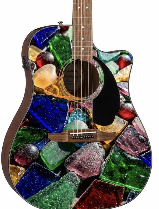 Coloured Glass Fender Electro Acoustic Guitar