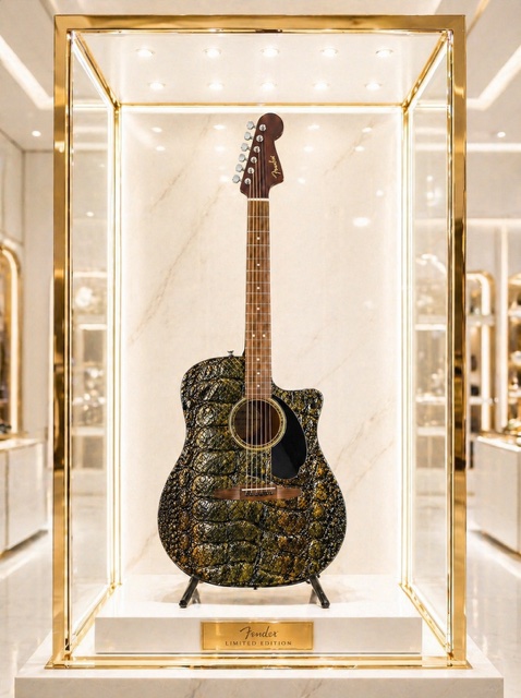 Crocodile Skin Fender Electro Acoustic Guitar - Image 2