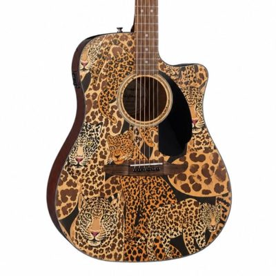 Gold Leopards Fender Electro Acoustic Guitar
