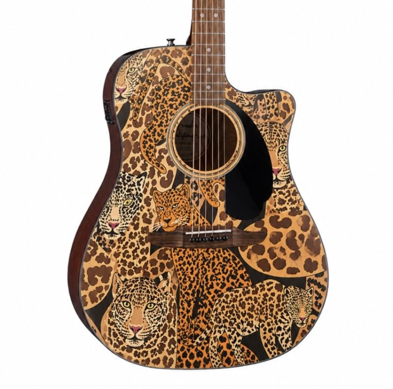 Gold Leopards Fender Electro Acoustic Guitar