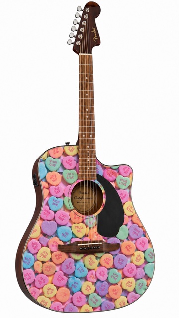 Love Hearts Fender Electro Acoustic Guitar - Image 2