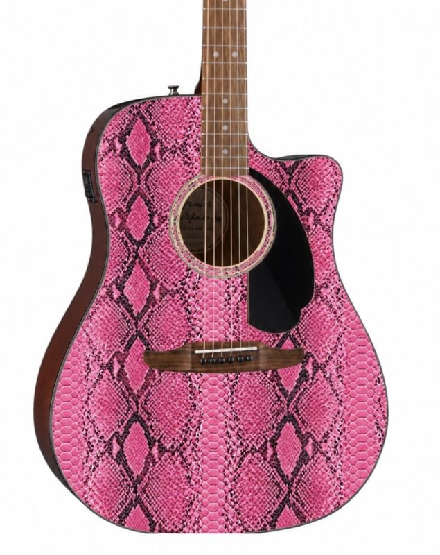 Pink Snakeskin Fender Electro Acoustic Guitar
