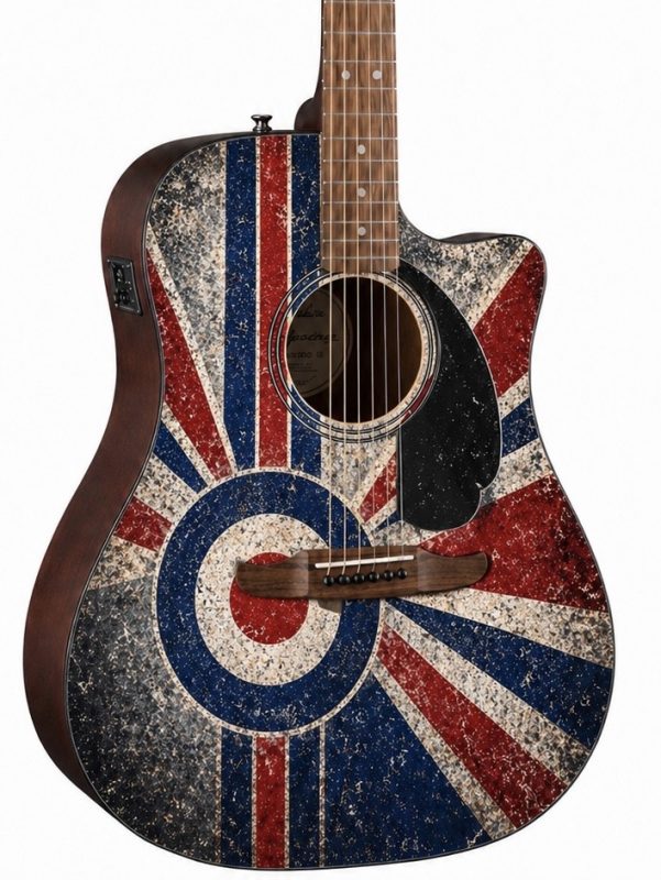 British Flag Fender Electro Acoustic Guitar