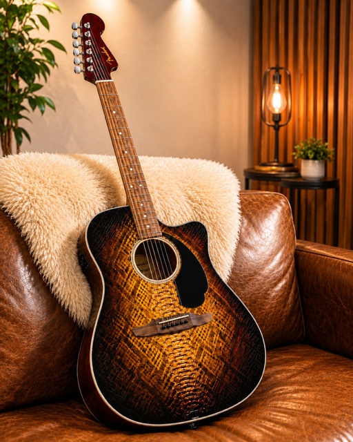 Sunburst Snakeskin Fender Electro Acoustic Guitar (Copy) - Image 5