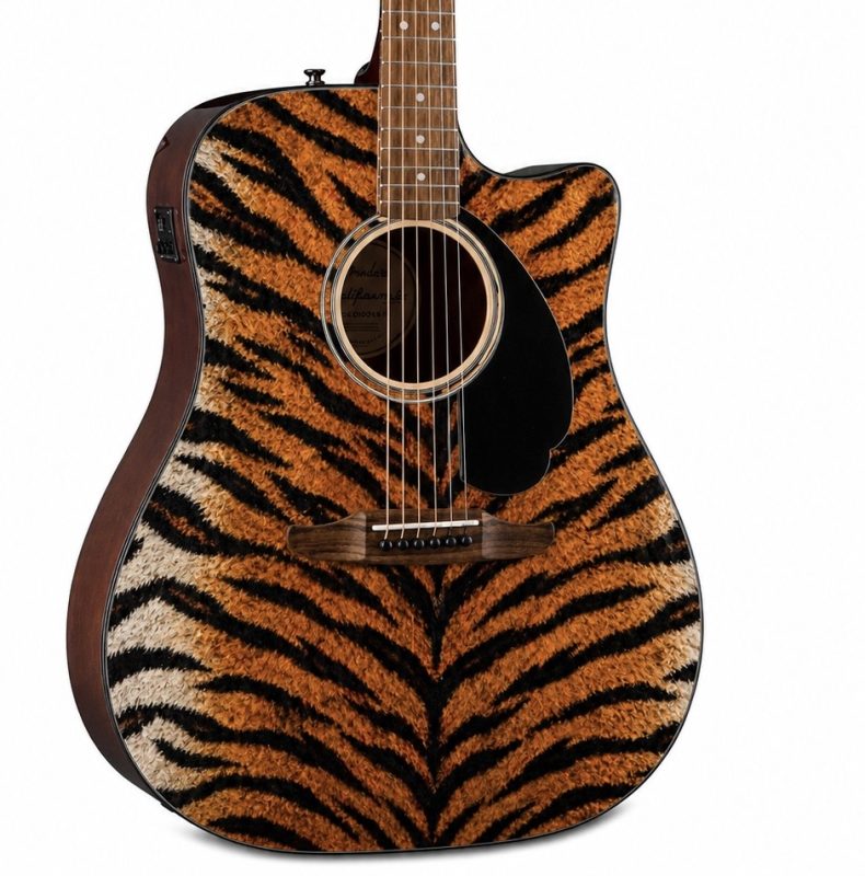 Tiger Skin Fender Electro Acoustic Guitar - Image 6
