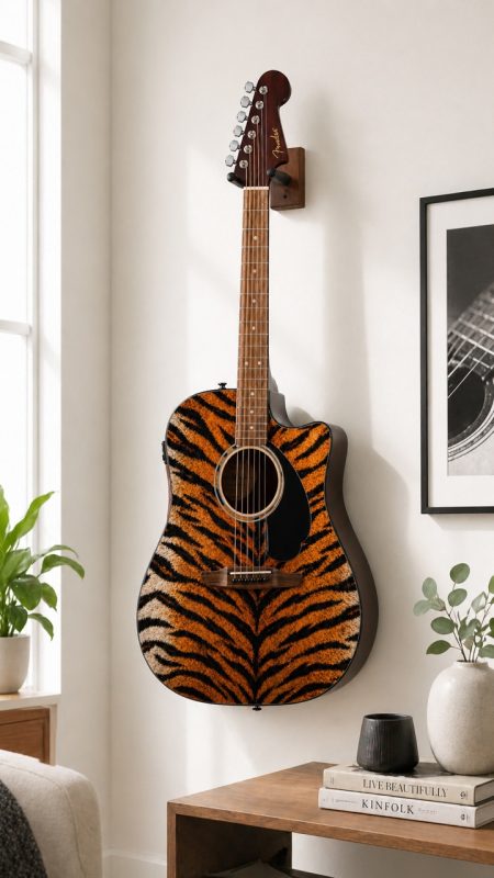 Tiger Skin Fender Electro Acoustic Guitar - Image 5