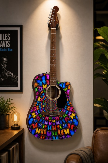 Butterflies Fender Electro Acoustic Guitar BUTTERFLIES - Image 5