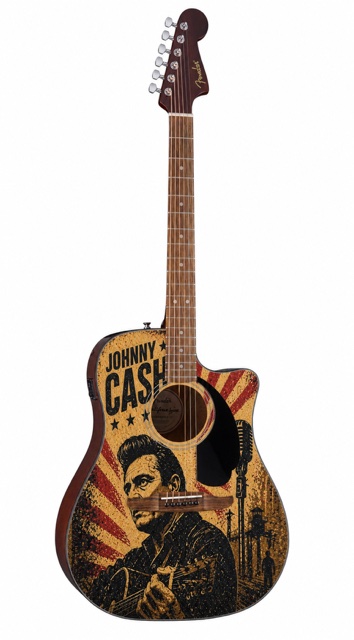 Man in Black Fender Electro Acoustic Guitar Custom - Image 6