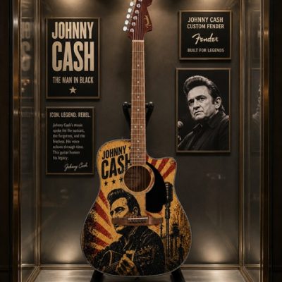 Man in Black Fender Electro Acoustic Guitar Custom