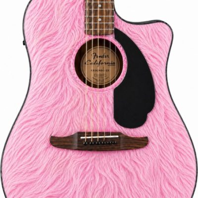 Pink Fur Fender Electro Acoustic Guitar