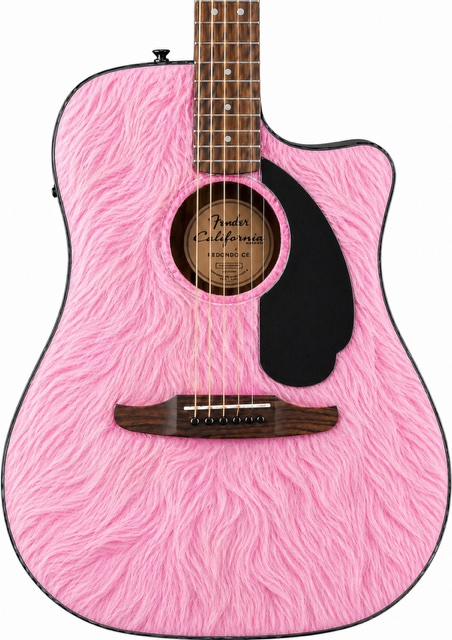 Pink Fur Fender Electro Acoustic Guitar