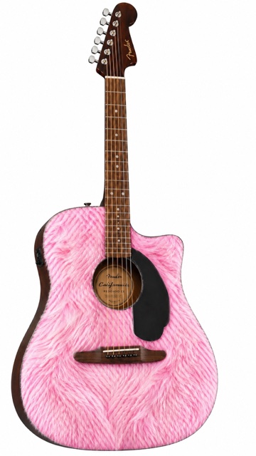 Pink Fur Fender Electro Acoustic Guitar - Image 7