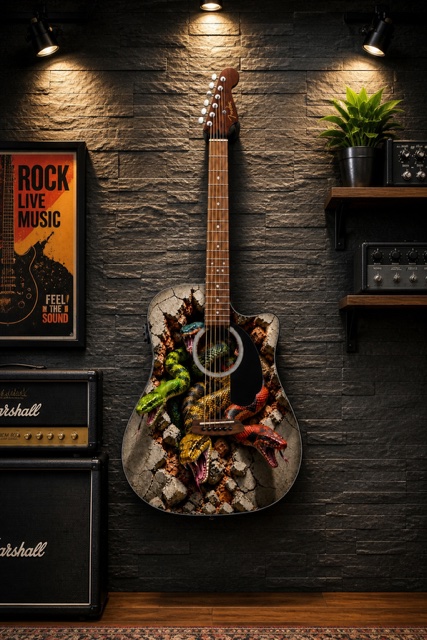 Snakes Fender Electro Acoustic Guitar - Image 2