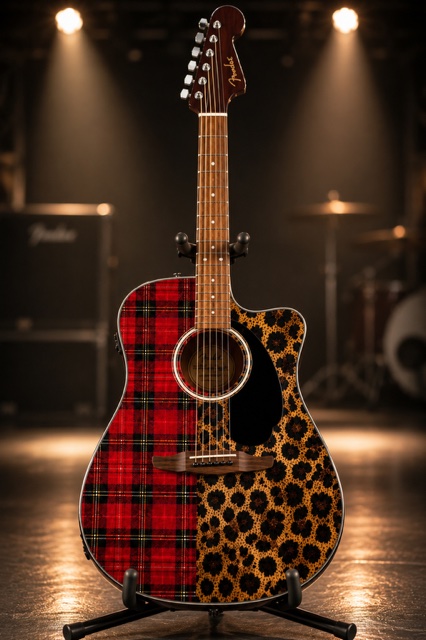 Wild Tartan Fender Electro Acoustic Guitar - Image 7