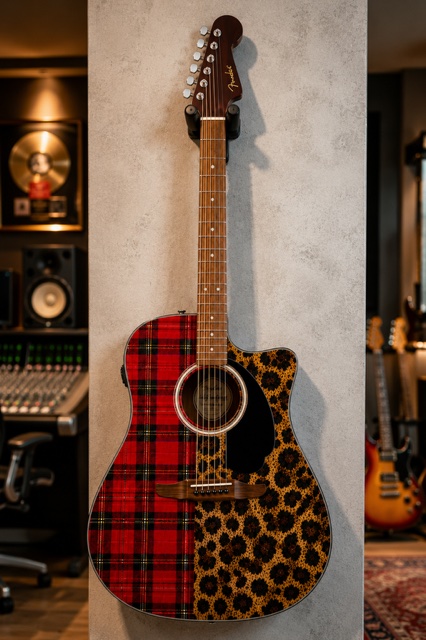Wild Tartan Fender Electro Acoustic Guitar - Image 6