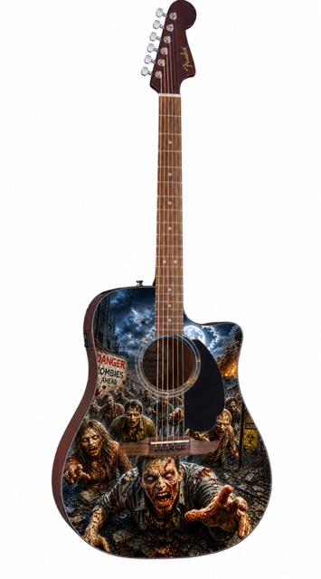 Zombies Fender Electro Acoustic Guitar - Image 8